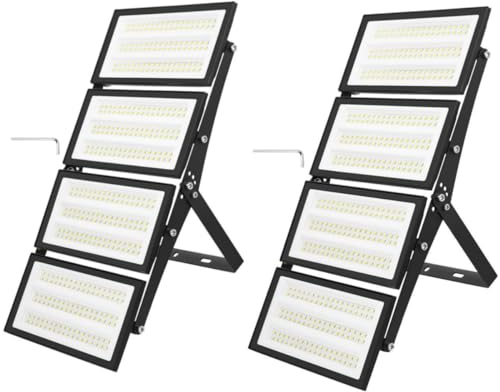 papasbox 2 Stück 400W LED Strahler Flutlichter Außen | Scheinwerfer Außenstrahler 6500K Kaltweiß IP66 Wasserdicht | LED Fluter für Garten Garage Sportplatz