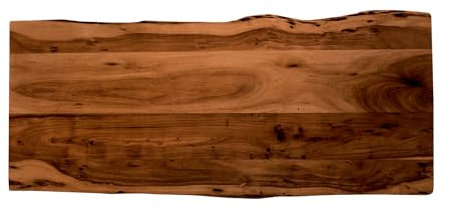 SAM Holzplatte 140x60 cm Emilia, Tischplatte aus Akazienholz massiv + nussbaumfarben, Baumkanten-Platte für Heimwerker, geeignet für Arbeitsplatten, Tische & Fensterbretter