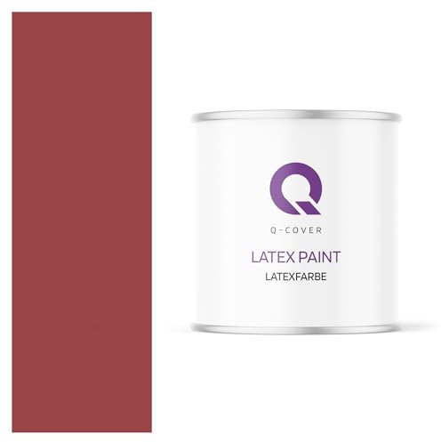 Q-COVER Latexfarbe 2L Dunkelrot – Matte Innenfarbe für Wand & Decke, Klasse 3, Hohe Deckkraft, Scheuerfest