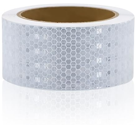 kingsea Reflektorband Selbstklebend Weiß,5cm×10m Reflektorfolie Selbstklebend Hochintensiv Reflektierend,Für Anhänger,Fahrräder,Warnposten,Abdichtung