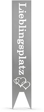 GARDIVO Garten deko Lieblingsplatz schild 115cm Hoch, Gartenstecker, Gartenschild, Gartendekoration, abkantung, Gartendekoration (Edelstahl, Liebe)