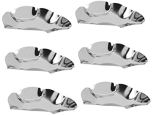 Mikinona 6 Pièces Plat à Huîtres En Inox Bols à Tremper Coquilles D'huîtres Réutilisables Assiette D'huîtres Bandejas Pour La Nourriture Plateaux D'huîtres En Acier Silver Acier Inoxydable