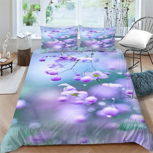 YZQGLHP Bettwäsche 200x200 BlumeSerie 3D Drucken Bettbezug Set Bettbezug Aus Mikrofase Suitable Adults + 2 KissenbezüGe 80x80cm