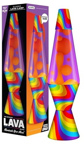 LAVA Lampada da 36,8 cm, colore fluido, l'originale lampada di movimento, liquido arancione e viola con base stampata, articolo #2090, Arcobaleno - 1
