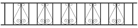 Stirling Scroll Metal Railing Panel 1830mm Gap x 403mm High Galvanised Wrought Iron Style Fence Fencing ST06ZP