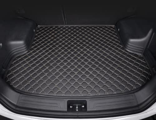 Auto Kofferraummatten für Jeep Avenger 2021-2022 2023 2024 2025, Leder rutschfest Kofferraumwanne Wasserdicht Kofferraum Schutzmatte Kratzfest Zubehör,Black+beige
