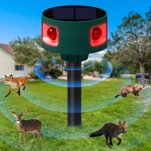 XRDZYXGS Katzenschreck, Ultraschall Katzenschreck, Wasserdichter Tiervertreiber mit PIR-Bewegungssensor und 129 dB Ton-Licht-Alarm, Katzenabwehr Solar & USB-Aufladung für Gegen Katzen, Hunde, Füchse