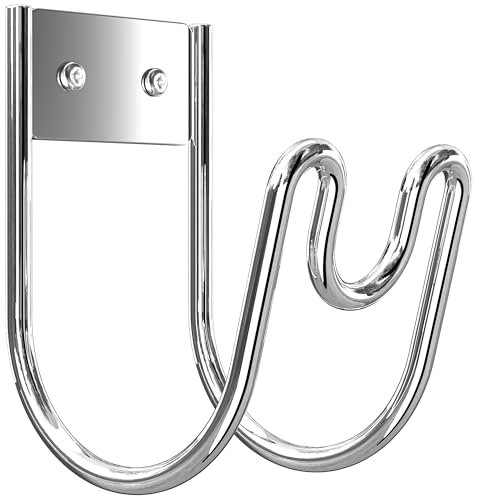 Josmimic Stainless Steel Garden Hose Holder - Silver SS304 Wall Mounted Hanger for Water Hose, Extension Cords, Vacuum Lines, Anti-Rust