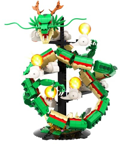 Brihappen Chinesischer Drache Bausätze mit Lichtern, Drache Klemmbausteine Modell Sammler Deko, Geburtstagsgeschenk für Erwachsene Jugendliche Jungen Mädchen(1826 Stück)