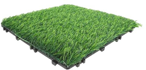Yardenfun Interlocking Artificial Grass Tiles Realistic Outdoor Fake Lawn Rug for Pet Training Garden and Backyard Use Durable Low Maintenance Safe for Pets