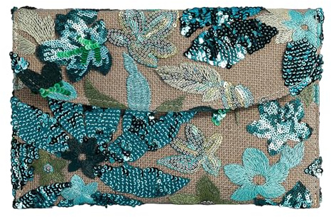 Ausing Bestickte Frauen-Tasche Boho-Ethnische Damen-Tasche Kleine Leichte Handtasche Vintage-Stil Ideal für Reise Fest Alltag Grün