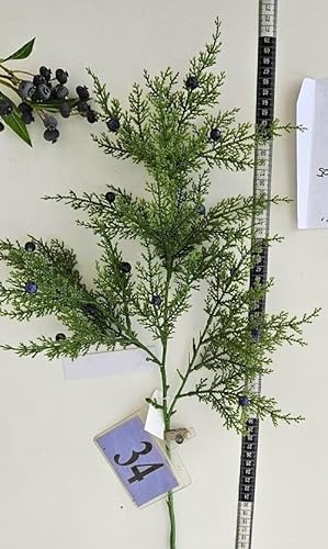 artplants.de Künstlicher Zweig Wacholder NAFIRNE, grün-dunkelblau, 65cm | mit Beeren - Deko Wacholderzweig