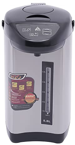 4L Wasserkocher/Thermopot, Edelstahl-Wasserkocher, Basis-heizender Wasserspender, Glühweintopf mit Warmhalte- und Heizfunktion (Schwarz)