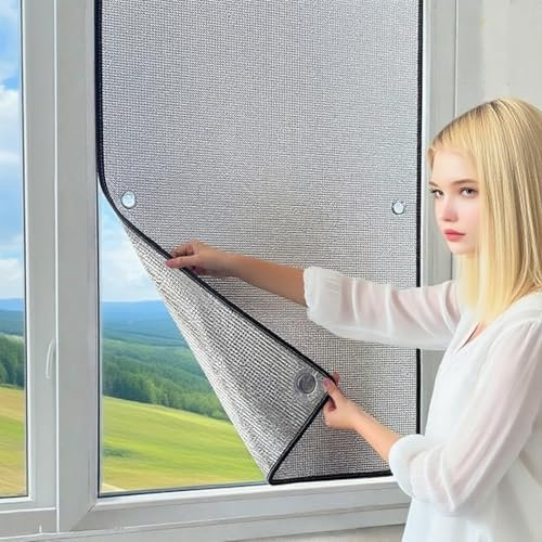 YZJTSXQHY Film Alu Isolant Film de Fenêtre Protection Solaire Anti-UV, Panneau Anti Regard Occultant, Réfléchissant D'isolation Non Adhésif pour L'été