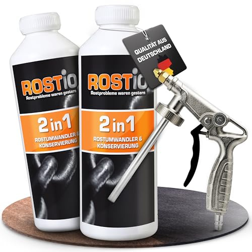 ROSTIO Hohlraumpistole UBS-Pistole plus 2 Liter ROSTIO 2 in1 Rostumwandler/Konservierung Hohlraumwachs | Hohlraumkonservierung