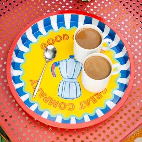 Talking Tables Large Round Serving Coffee Tray for Drinks 30cm - Tin