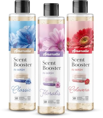 AMARELLA Wäscheparfum Set 3×250 ml – Duft Mix Classic + Floralis + Colavera - Konzentriertes Wäscheduft-Konzentrat für Textilien, 0,75 L (ca. 150 Wäschen)