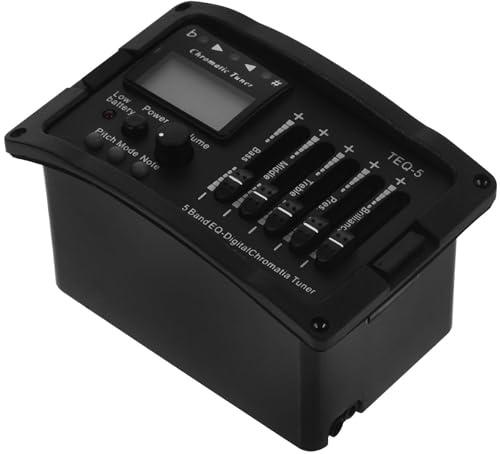 SILENRADAWN Preamplificatore Pickup per Chitarra Acustica con Equalizzatore a 5 Bande, Controllo Tono e Gamma Pickup, Materiale Plastica e Metallo, Colore Nero, per Chitarre Acustiche