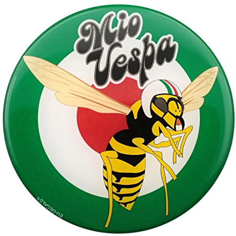 Decalcomania bombata con scritta Mio la vespa, 90 mm, colore: verde e rosso