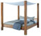 SAM Himmelbett 200x200 cm Ella, Natur-Holzbett aus Akazienholz inkl. Stoffhimmel, massives Doppelbett, romantischer Landhausstil, jedes Bett EIN pflegeleichtes Unikat