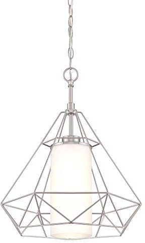 Art Deco Pendelleuchte – Elegantes Nickel-gebürstetes Finish & Milchglas – Längenverstellbar, E27 Fassung, Ideal für Wohnzimmer & Schräge Decken – Premium-Qualität & Zeitloses Design