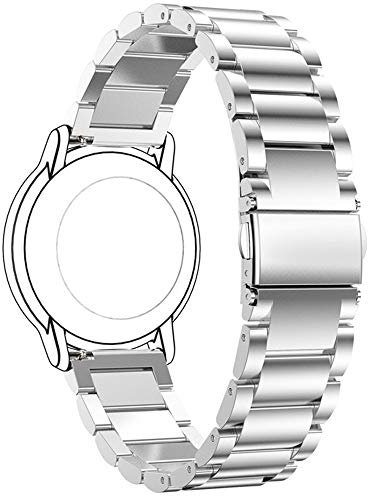 RuenTech Ersatzarmband Kompatibel mit Polar Vantage M/Umidigi Uwatch 3s 2s Strap, Edelstahl-Metallarmband für Amazfit GTR 47mm/Huawei Watch GT 2 46MM GPS Smartwatch(Silber-)