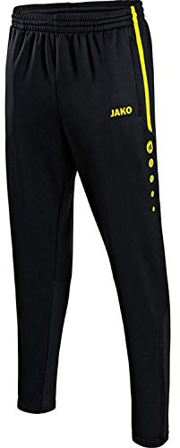 JAKO - Pantalon de Survêtement Active, Mixte, Noir/Jaune Fluo, S