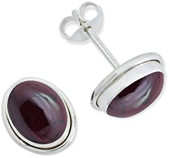 Ohrstecker 925 Silber Granat roter Stein Edelstein Ohrringe echt Silber Damen Sterling Silber Stecker Geschenk(MOS-047-02)