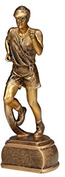 Henecka Leichtathletik-Pokal, Resinfigur Läufer, Bronze, mit Wunschgravur, Größe 16,5 cm