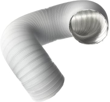 Ø 125mm / 5 inch Flexible Air Duct for Cooker Hood, Air Conditioner, Extractor Fan, Tumble Dryer - 1.5m / 4.9ft Semi-Rigid Exhaust Hose - Ventilation Ducting - Aluminium White