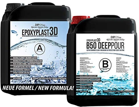 15 KG Epoxidharz EpoxyPlast 3D B50 DEEP POUR 5 CM (50 MM) Gießhöhe für Rivertische I Ultra Diamantklar I Maximaler UV Schutz I Gießharz I Glasklar I Resin I Epoxi I EP I Tisch