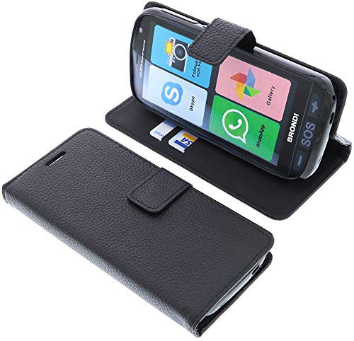 foto-kontor Custodia a Libro per Brondi Amico Smartphone (Non per Amico Smartphone 4G) di Colore Nero