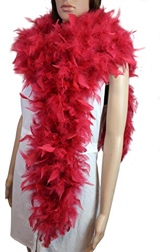 Flydreamfeathers Chandelle-Federboa, 100 g, 2 m lang, in 10 Farben, ideal für Party, Hochzeit, Kostüm, Burgunder, 72 inch long, 8-9 inch wide