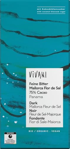 Vivani - Feine Bitter Mallorca Flor de Sal 75% Cacao Panama - 80 g - 10er Pack