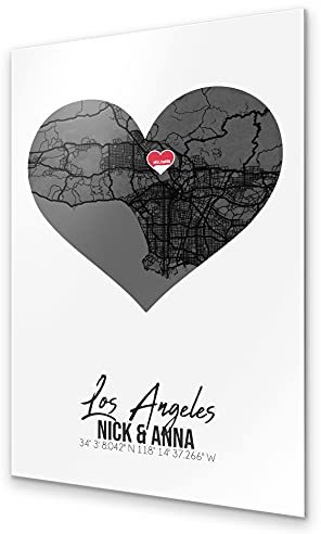 Wandbilder mit Städtekarte | Wunsch-Stadt & Text mit UV Druck auf Alu-Dibond | Zimmer Deko mit Amsterdam Berlin London New York Tokyo individualisierbar