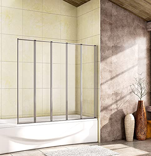 Aica Sanitär Badewannenaufsatz 120cm Badewanne Duschabtrennung Duschwand Dusche 5-tlg Höhe 140cm