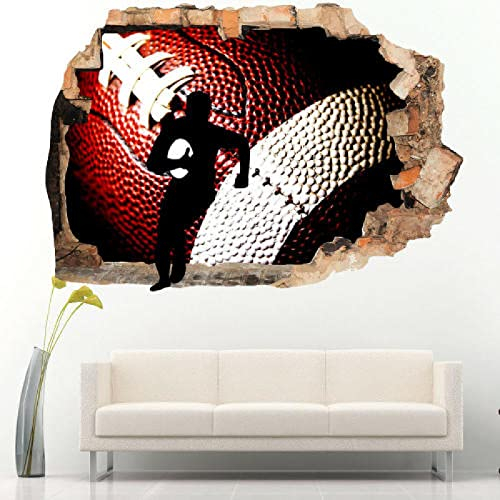 3D Wandtattoo Wandsticker Wandaufkleber -- Rugby American Football -- Schlafzimmer Wohnzimmer 80X125cm