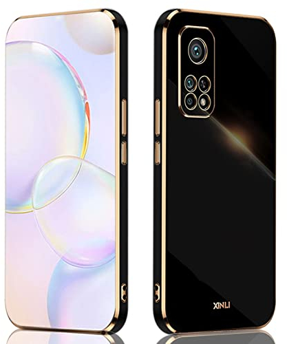 ILING Handyhülle für Xiaomi Mi 10T 5G/Xiaomi Mi 10T Pro 5G Hülle, Bunt Silikon, Schüzen Sie die Kamera, Ultradünne Stoßfeste Case für Damen (Schwarz)