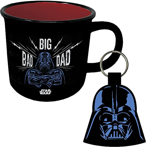 Pyramid International GP85922 Star Wars Darth Vader Ceramic Mug and Woven Keyring Set in Presentation Gift Box, I Am Your Father Design 11oz Capacity, Black/White/Blue