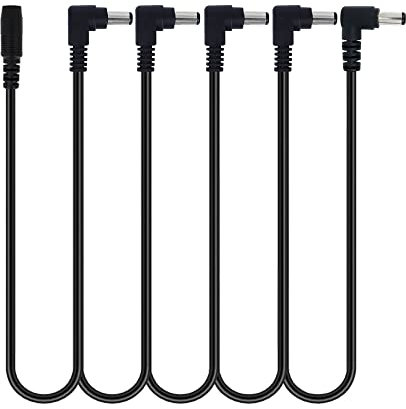 pigtone 1 to 5 Way Daisy Chain Cable Power Supply Splitter Cable Adapter Guitar Effect Pedal Power Cable Black