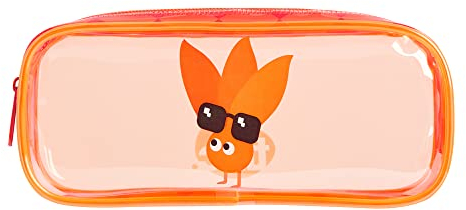 Tinc Cute Orange Clear PVC School Pencil Case | Travel & Make Up Bag | Cosmetic Storage | Big Capacity Pencil Pouch | Perfect for School, Homework, Travelling, Sleepovers