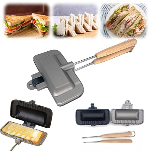 Sandwichmaker,Doppelseitige Sandwicheisen,Grill/Sandwich-Toaster,Sandwichtoaster,Waffeleisen Grill,Tragbar Toaster Pfannkuchenpfanne mit Griff,Grillpfanne Zum Braten von Eiern,Brot(Abschnitt 1)