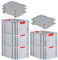 PROREGAL SuperSparSet 5x Eurobox NextGen Color mit Auflagedeckel & Schiebeschnappverschlüsse, HxBxT 32x40x60cm, 65L, Griffe rot geschlossen, Verstärkter Boden, Eurobehälter Transportbox