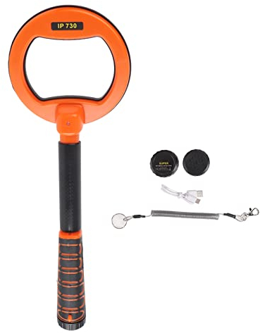 Wiederaufladbarer Tragbarer Metalldetektor, Unterwasser-Schatzsucher, IP68 Wasserdicht, mit Hörbaren und Vibrierenden Alarmen, Zum Tauchen (Orange)