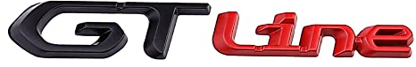 GT Line Emblem 3D Metall Abzeichen Auto Aufkleber Kotflügel Seite Auto Heck Kofferraum Dekoration (Schwarz Rot)