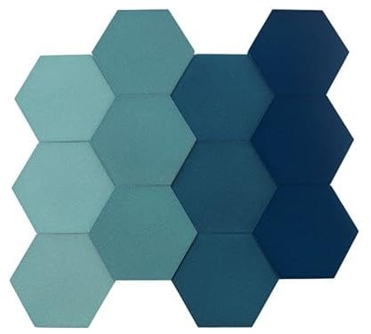 Paneldesign24 Fluffo Hexa Flat Set | Assorbitore acustico da parete | Pannelli acustici esagonali | 12 pannelli da parete 3D | moderni e di alta qualità (Teal)