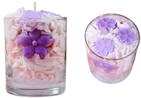 Bougie Gourmande Parfumée Fleur de Cerisier Sakura, Fabriquée à la Main en France cire de soja 100% végétale 230g, Cadeau Original