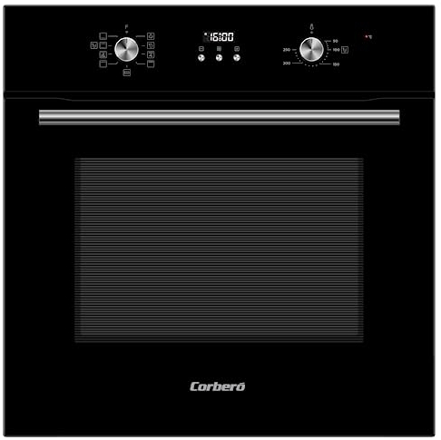 Corberó - Horno Multifunción 70L | CCHMD803N | Cristal Negro | Display Digital | 8 Programas | Guías Extraíbles | Luz Interior | Puerta Doble Cristal | 3000W | Eficiencia Energética A, Negro