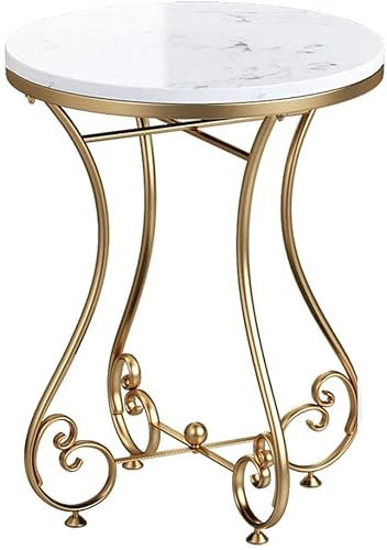 Table d'appoint Ronde simpliste Luxueuse Petite Table Basse, Mini Table de Balcon de Salon, Table d'angle en Faux marbre, 19,9 Pouces