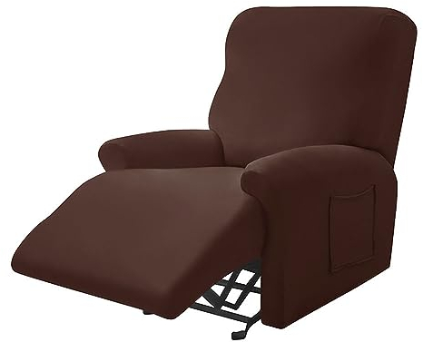 Highdi Stretchhusse für Relaxsessel Komplett Sesselschoner, Stretch Relaxsessel Bezüge - Einfarbig Elastisch Sesselbezug für Fernsehsessel Liege Sessel (braun,1 Sitzer)